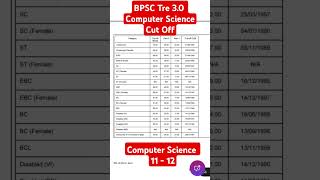 BPSC Tre 3.0 Computer Science Cut off | BPSC Tre 3.0 Computer Science 11-12 cut off