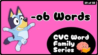 Bluey CVC 🐾 Learn “-ob” Words | Brain Break for Kids! Movement Phonics Game & Classroom Brain Break