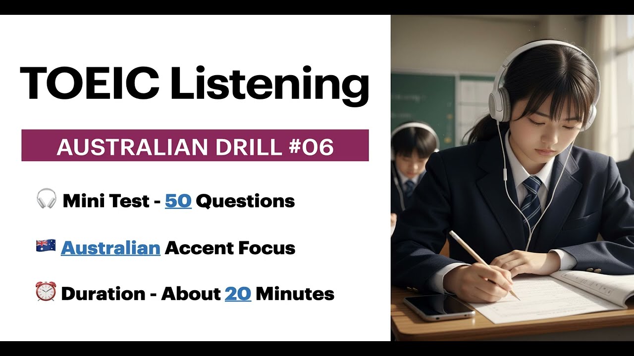 TOEIC Listening Test - Australian Accent Drill  #06 (with Answers)