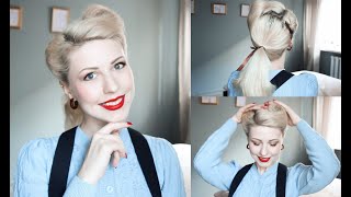 1950s Inspired Hairstyle Tutorial on Straight the Hair l Victory Rolls l Clasic Rockabilly Pinup