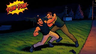 Two Men Wrestling In Random Grass