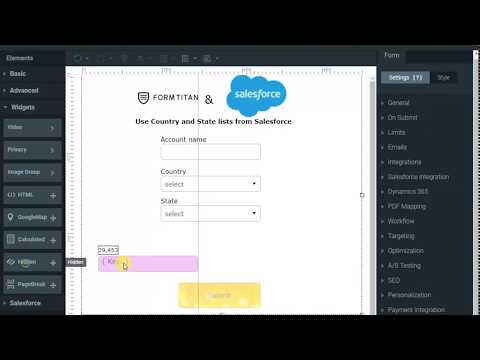 Use the Country and State picklist from Salesforce to update an account using a form