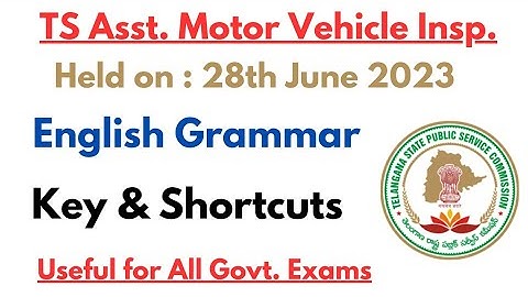 TSPSC AMVI (Asst.Motor Vehicle Inspector) ||  Shortcuts and Explanation ||  Held on: 28th June 2023