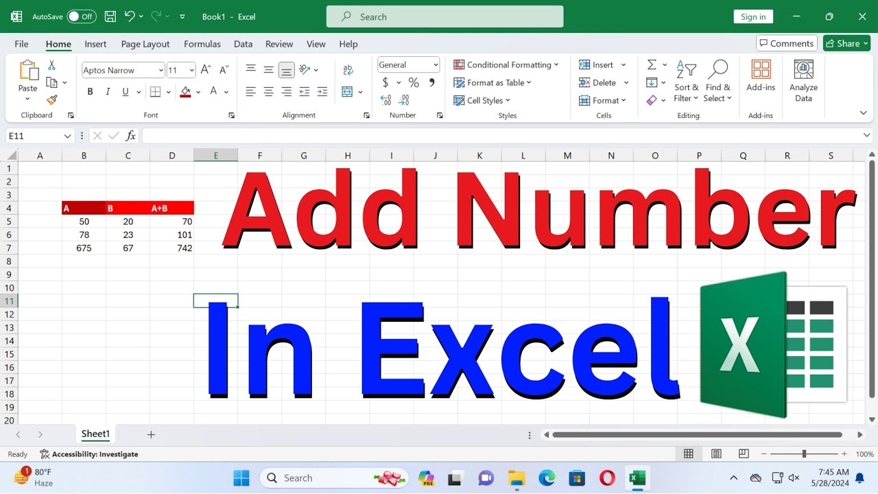 how to add in excel | how to add numbers in excel automatically | sum ...