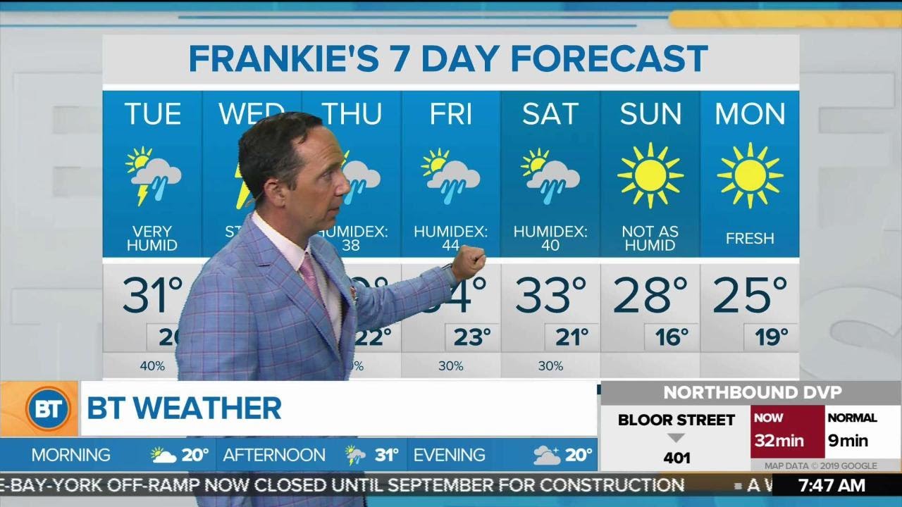 Thunderstorms through the afternoon and high humidity
