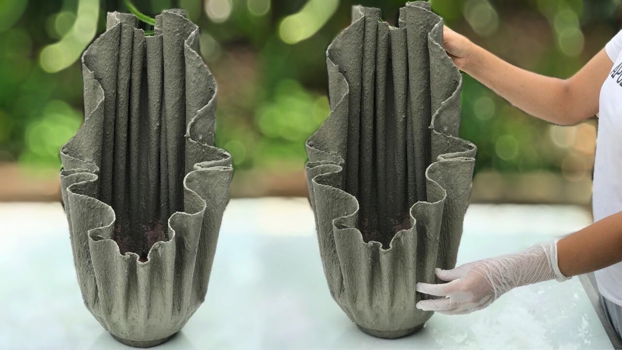 Pot- making techniques from cloth and cement  - ideal for garden decoration