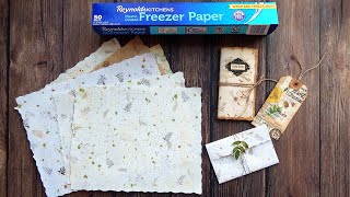 FREEZER PAPER STRIKES AGAIN! How To Make FAUX HANDMADE PAPER! 3 Junk Journal PROJECTS! Easy TUTORIAL