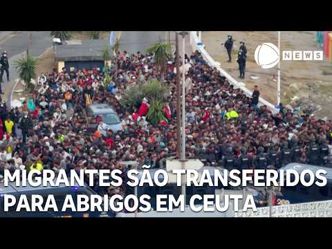 Migrants transferred from beaches to shelters in Ceuta, Spain