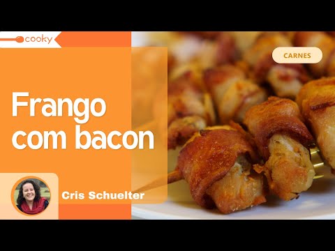 Espetinho de medalhão de frango com bacon na AIR FRYER