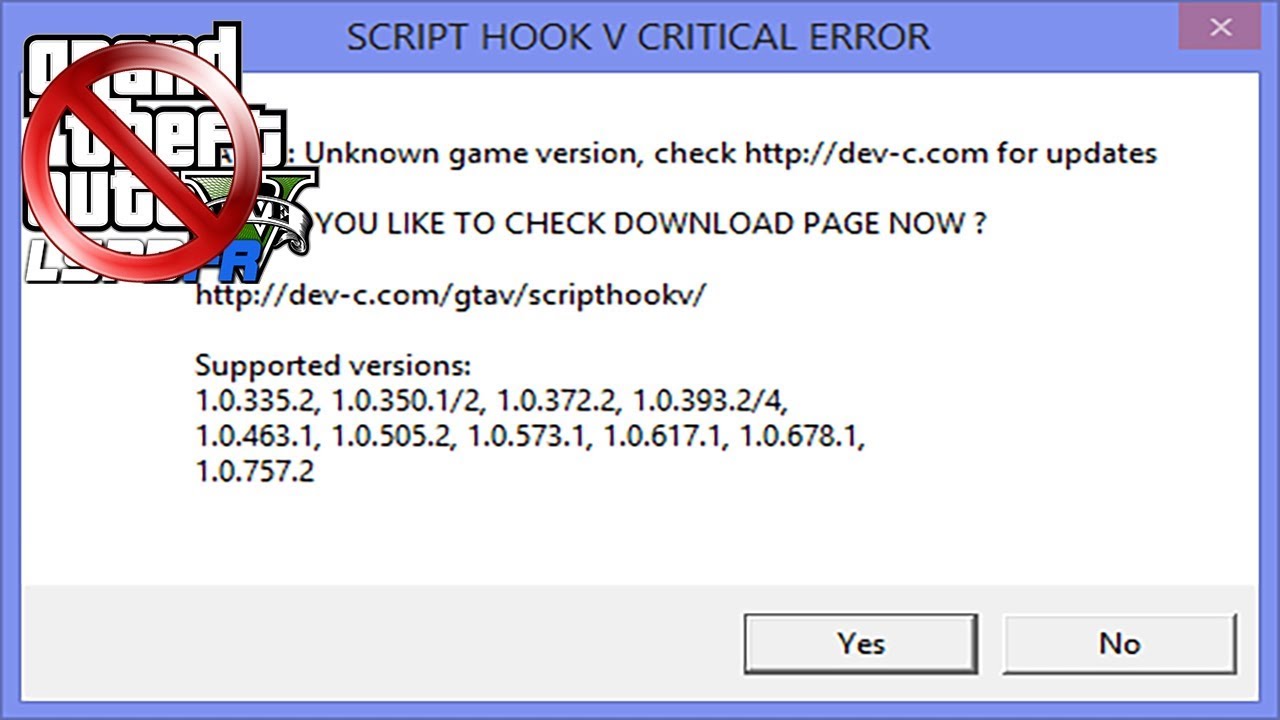 Script hook critical. Script Hook v critical Error GTA 5. GTA 5 Fatal Error script Hook. Скрипт хук 5. GTA 5 script Hook critical Error Fatal.