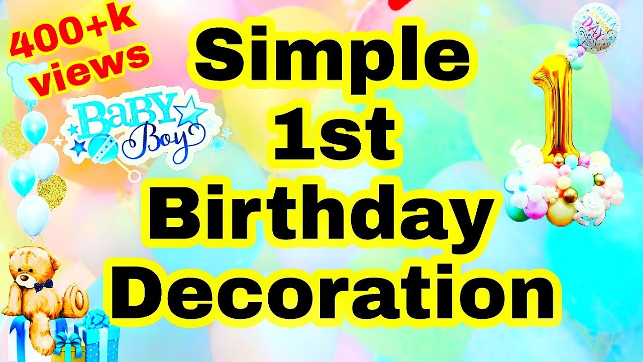 1st birthday Decoration ideas for baby boy / Blue theme Birthday ...