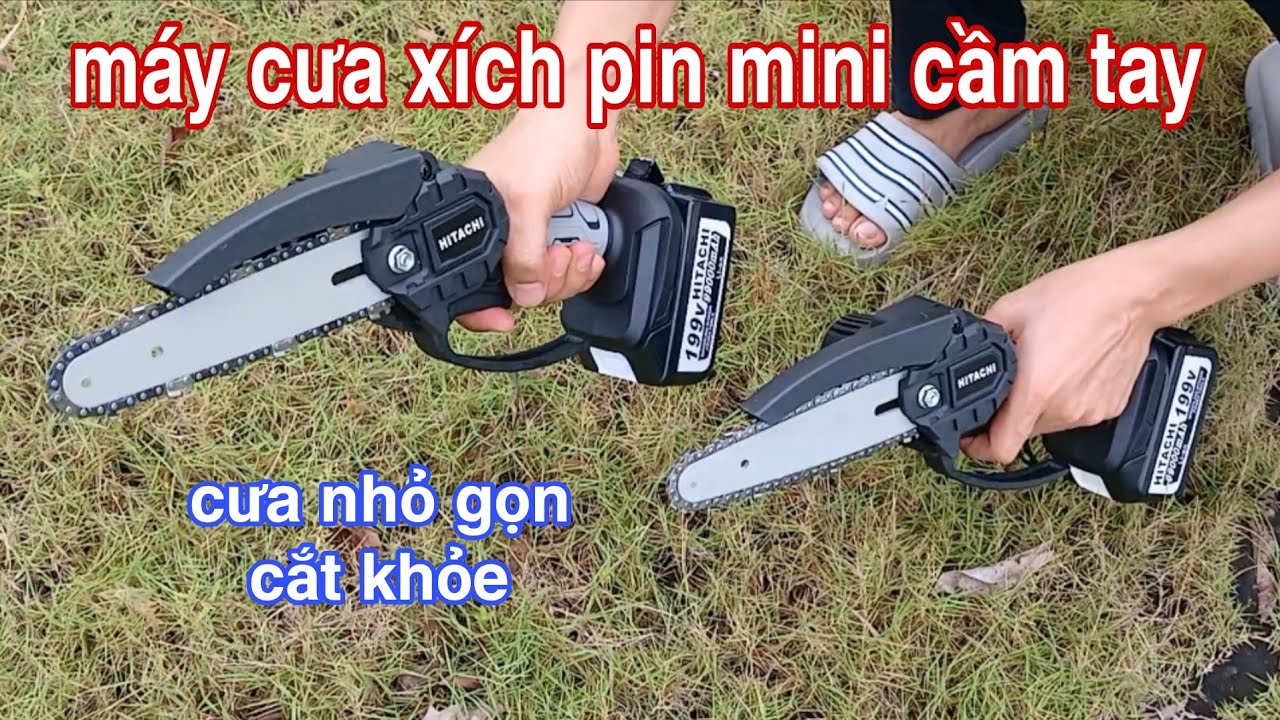 Máy cưa xích pin - máy cưa pin mini cầm tay cưa nhỏ mà cắt khỏe