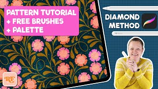 Make a Whimsical Trailing Floral Pattern in Procreate | Free Stamp Brushes & Gold Texture Profile