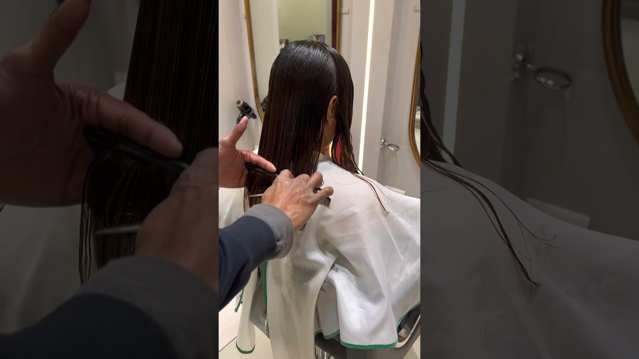 One length, cut with curtain bangs part :2 
