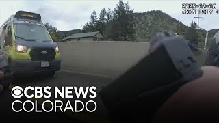 Suspect at large after theft of bus and crash in Colorado mountains