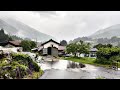 4K Walk Japan Countryside Village Relaxing Walk in The Rain, Binaural Rain & Nature Sounds