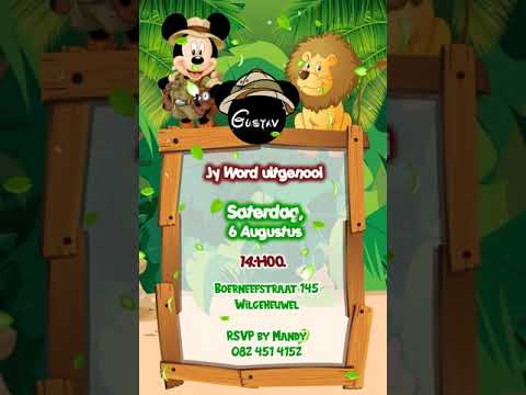 Mickey Safari Video Invitation,  Birthday Invitation,  Digital Invitation, Drive-by Birthday Party