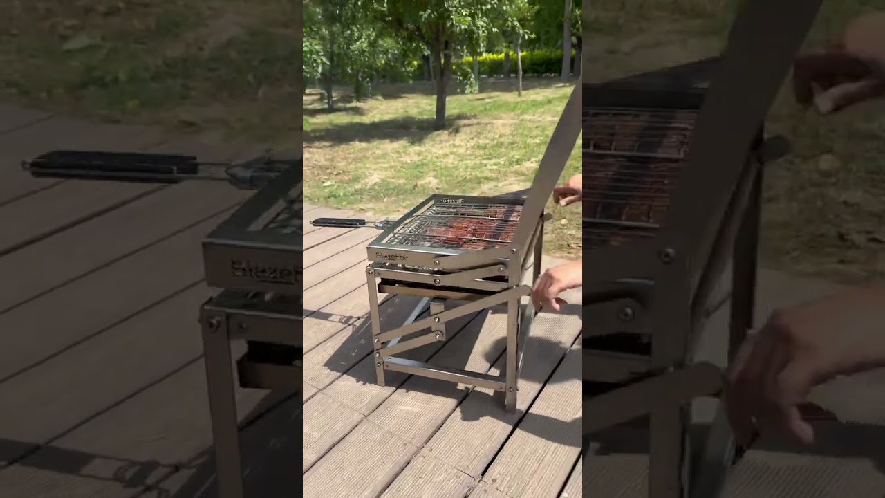 Simply press the handle to easily flip the food. #flipgrill #bbq #BlazeForF1 #wholesale #factory