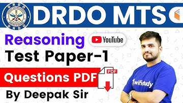 DRDO MTS 2020 | Reasoning By Deepak Sir | Practice Set -1