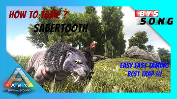 How To Tame Sabertooth Easy Fast Taming Best Trap!! Ark Survival Evolved