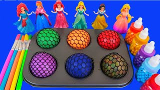 Satisfying Video | 6 Color Slime Balls OF Rainbow Dino PopIt FROM Magic Cup Paint PlayDo & Clay ASMR