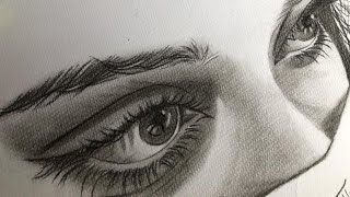 Eye drawing/pencil drawing of beautiful eyes/charcoal drawing