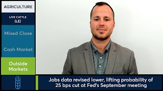 Feeder Cattle futures locked in lower. Lean Hog futures close slightly higher. 9/9/25