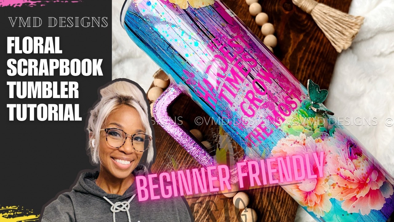 УРОК: Создайте простой в исполнении дизайн стакана для скрапбукинга с цветочным рисунком, использ...