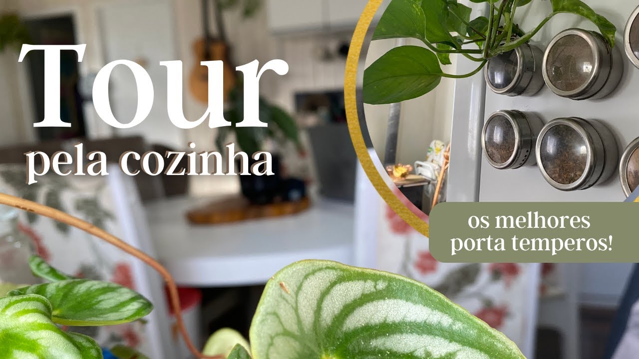 Tour pela minha cozinha! Minimalista, pequena e simples | Decoração com plantinhas ♥