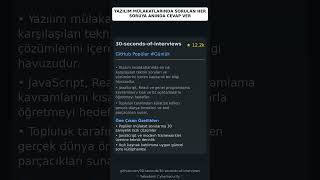 GitHub Trend Depoları: Chalarangelo/30-seconds-of-interviews 🇹🇷