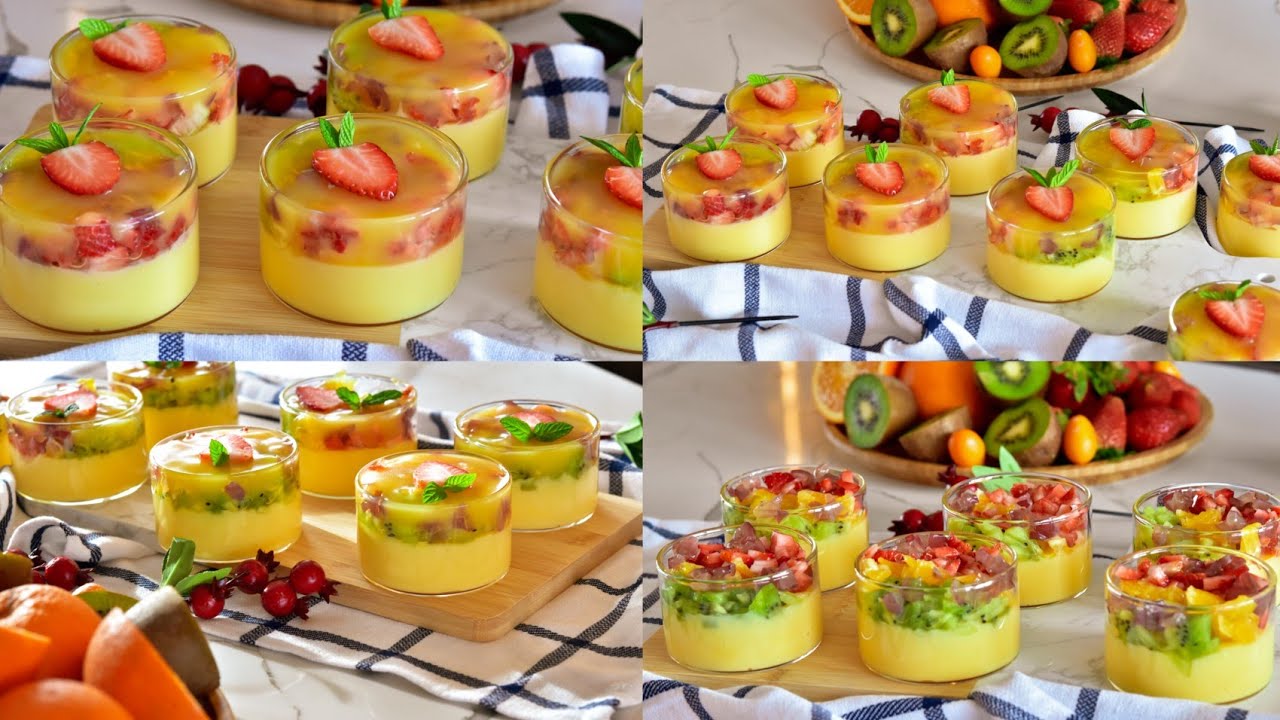 كاسات الكاسترد مع الفواكه من الحلويات السهله تابعوها بالتفصيل من أطيب الوصفاتFruit custard cups