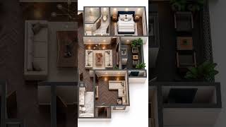 Perfect 50×50 Plot 2BHK House Plan | Smart & Stylish Design |#3d #trend #shorts #4k #vastu #online