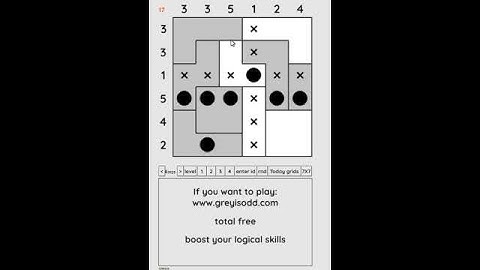 Grey is Odd - Today grids. Solution level 1 6X6 dated 09-06-2024 #logicpuzzles #logicgames  #games