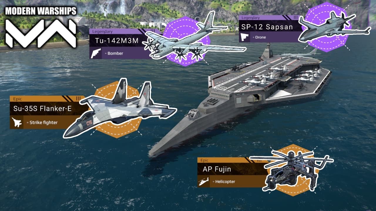 Su-35 with Tu-142 Bomber Combine Strike with Full Missile Barrage / Modern Warships _ gameplay