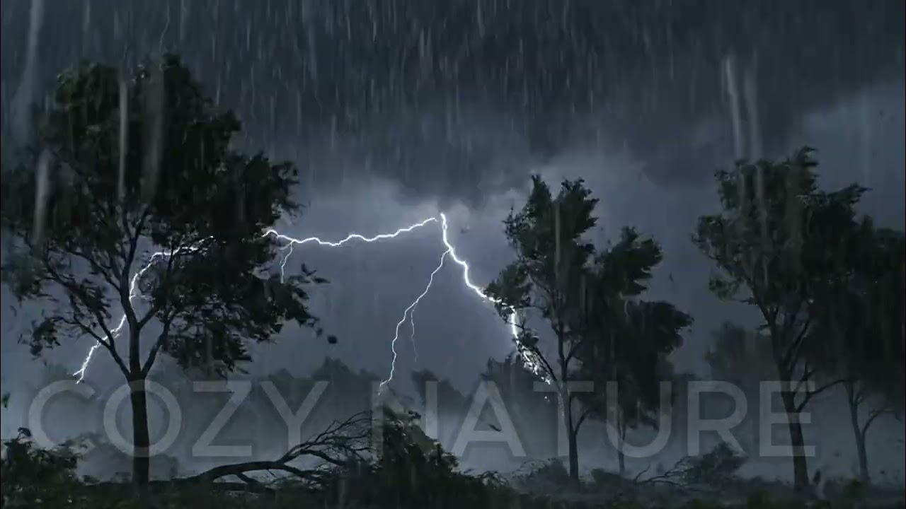 Cozy Thunderstorm Night  | Heavy Rain, Wild Wind & Lightning Sounds for Deep Sleep