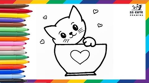 Amazing Cat Drawing Easy, Painting For Kids and Coloring | How To Draw A Cat #cat #drawing #art