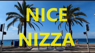 Nizza Strand und Wasserfall sowie Stadtaussicht - Frankreich