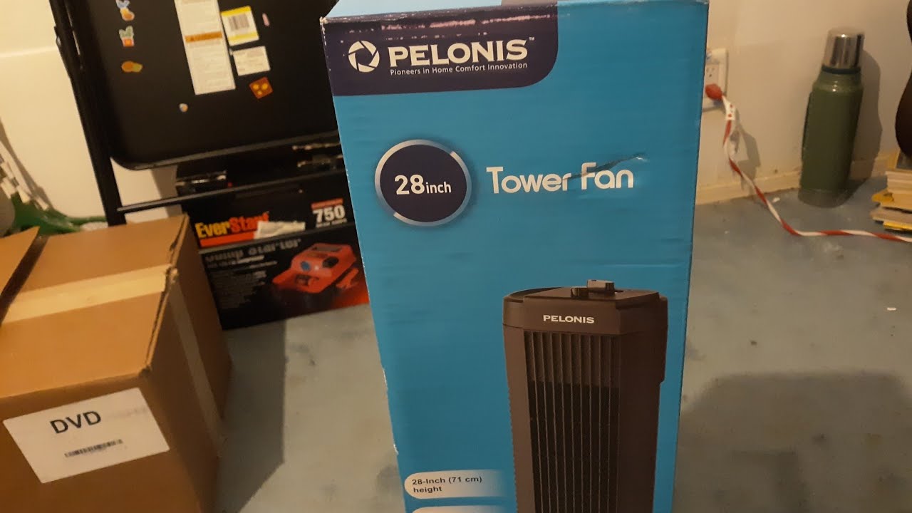 PELONIS 28 INCH TOWER ROTATING TOWER FAN ASSEMBLE UNBOXING AND REVIEW