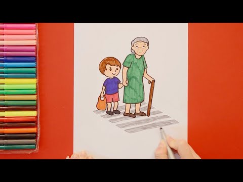 How to draw Helping Elders (Grandparents)