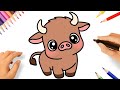 HOW TO DRAW A CUTE BULL STEP BY STEP ????❤️