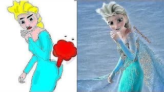 Frozen 2 Elsa In Christmas song funny Drawing memes - Try not To laug😂