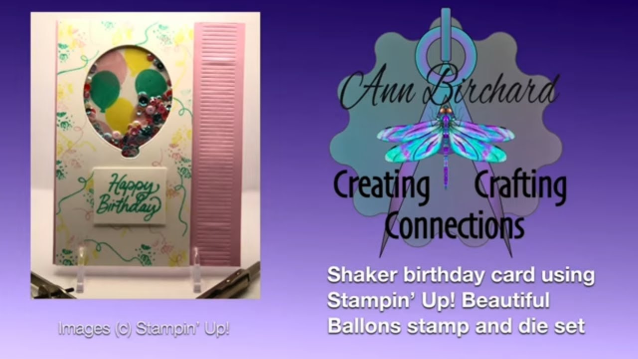Shaker birthday card using Stampin' Up! Beautiful Balloons stamp and die set