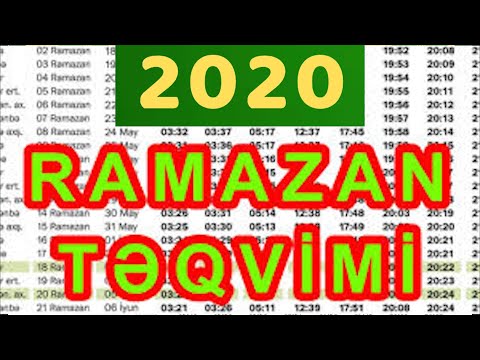 Ramazan ayının TƏQVİMİ   2020 -  orucluq təqvimi 2020 / Ramazan  2020
