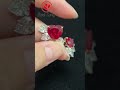 Redleaf 14K Yellow Gold Heart Cut Lab Grown Ruby Pear Cut Lab Grown Diamond Custom Stud Earrings