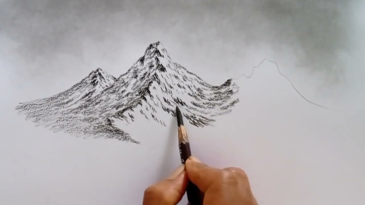 How to draw a mountain landscape easy steps by pencil // Pencil drawing