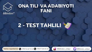 Ona tili 2- bepul test tahlili | Bilimdon_onlayn