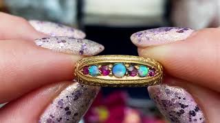 Antique 15ct Gold Opal Ruby Ring, c.1888 #6696