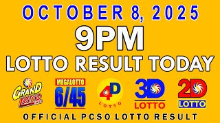 9pm Lotto Result Today October 8 2025 PCSO