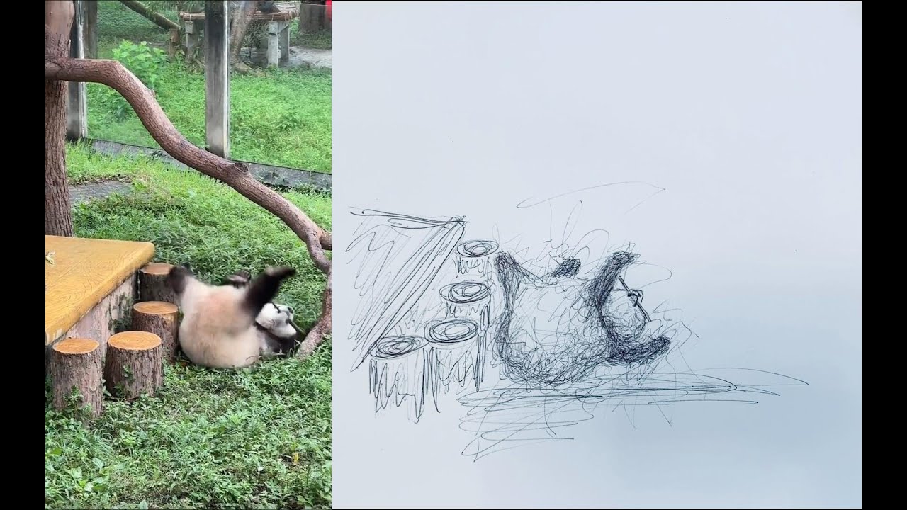 Draw this super naughty panda from real to canvas! - YouTube
