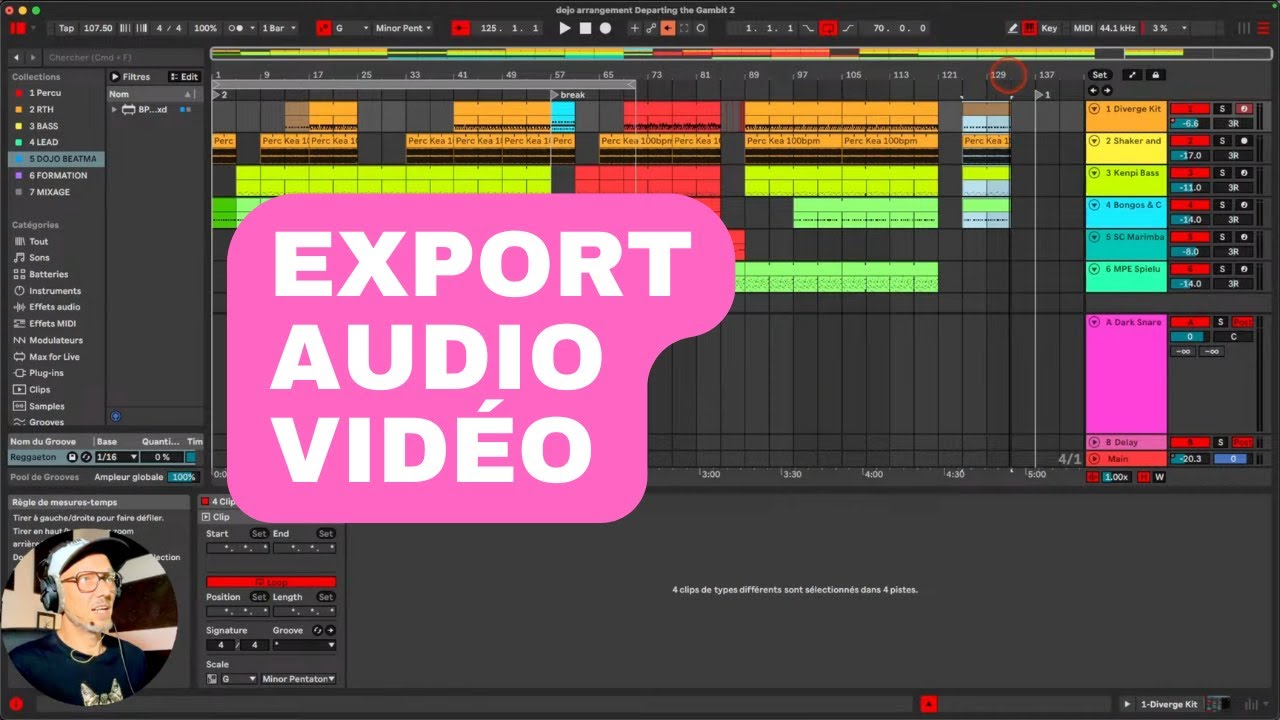 Exporter l'audio depuis l'écran Arrangement de Live et la vidéo